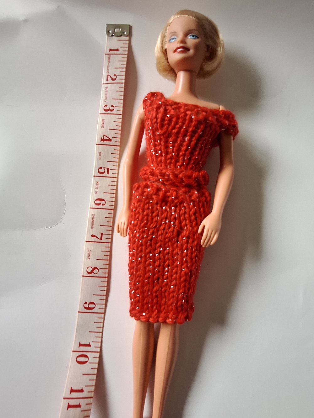 Barbie With Handmade Red Knit Outfit